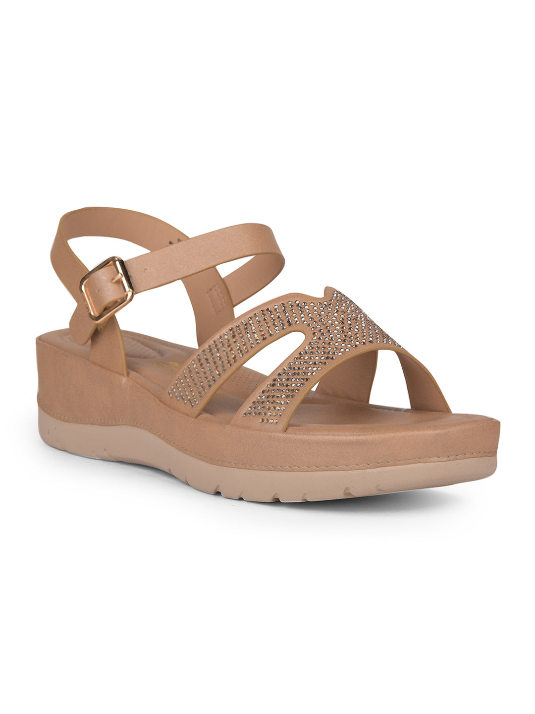 Bata Comfit Women Beige Ankle Strap Wedge Heel Sandal - Beige - View 1