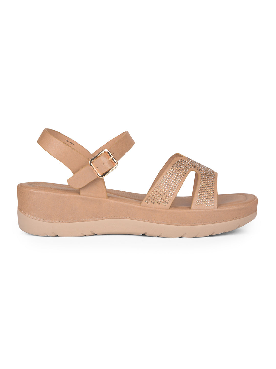 Bata Comfit Women Beige Ankle Strap Wedge Heel Sandal - Beige - View 2