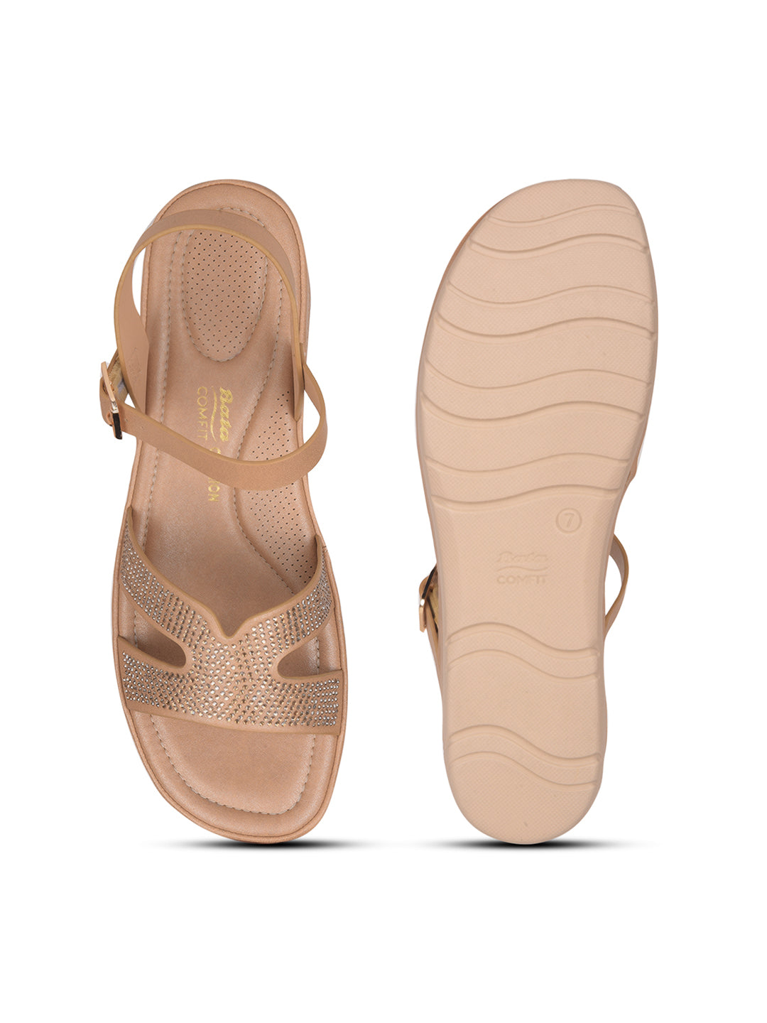 Bata Comfit Women Beige Ankle Strap Wedge Heel Sandal - Beige - View 4