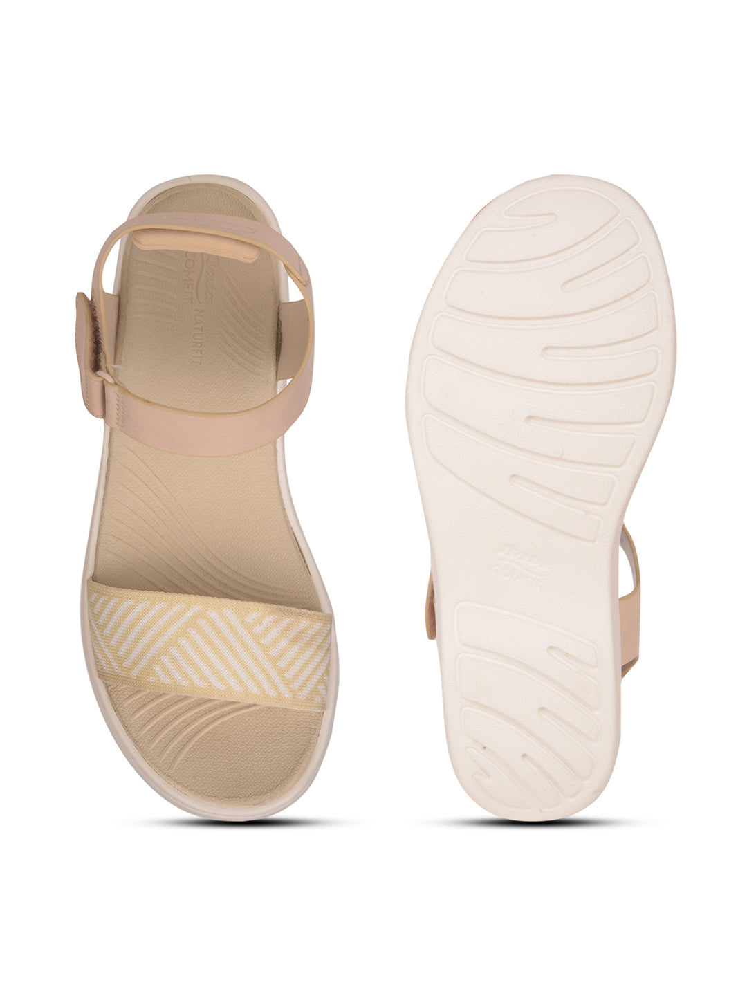 Bata Comfit Women Beige Velcro Strap Wedge Heel Sandal - Beige - View 4