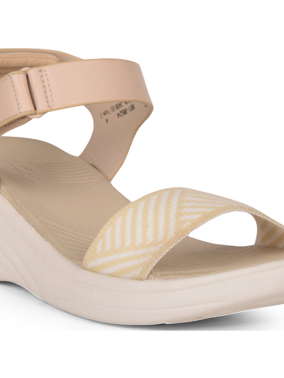 Bata Comfit Women Beige Velcro Strap Wedge Heel Sandal - Beige - View 5
