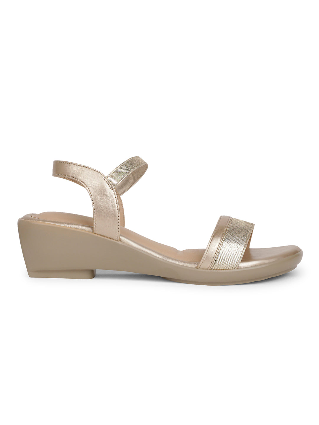 Bata Women Gold Ankle Strap Wedge Heel Sandal - Gold - View 2