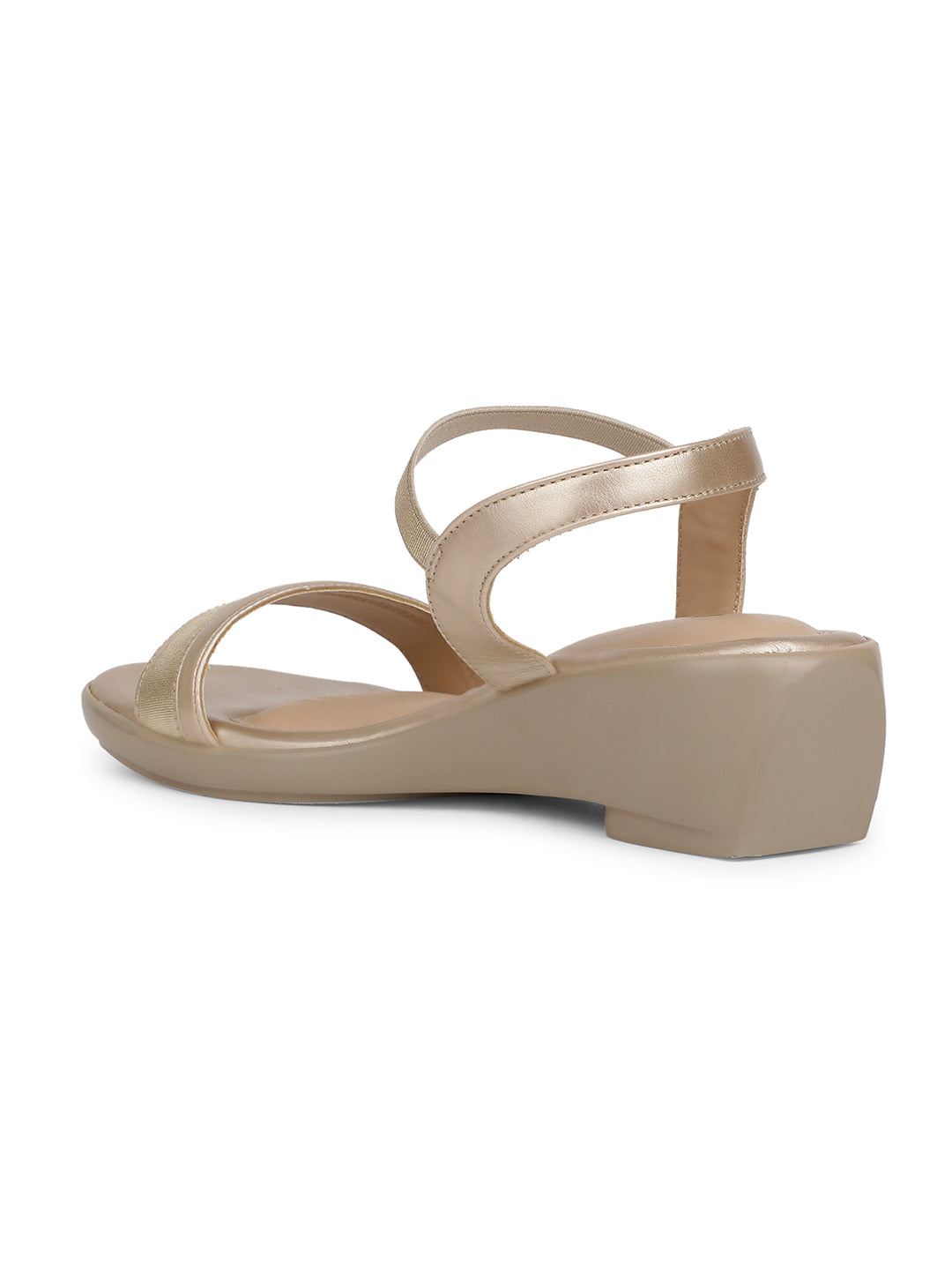 Bata Women Gold Ankle Strap Wedge Heel Sandal - Gold - View 3