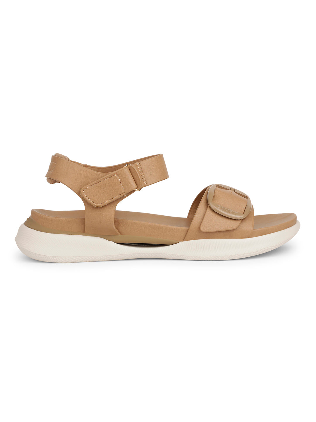 Bata Comfit Women Beige Velcro Strap Wedge Heel Sandal - Beige - View 2
