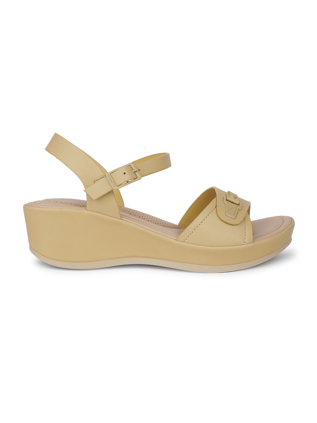 Bata Comfit Women Yellow Ankle Strap Wedge Heel Sandal - Yellow - View 2