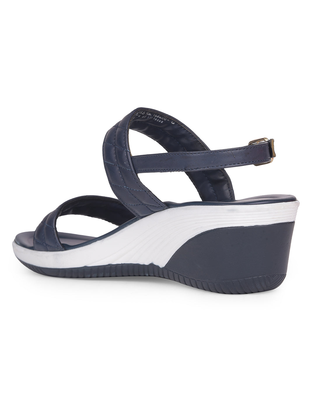 Bata Women Navy Blue BackStrap Wedge Heel Sandal - Navy Blue - View 3