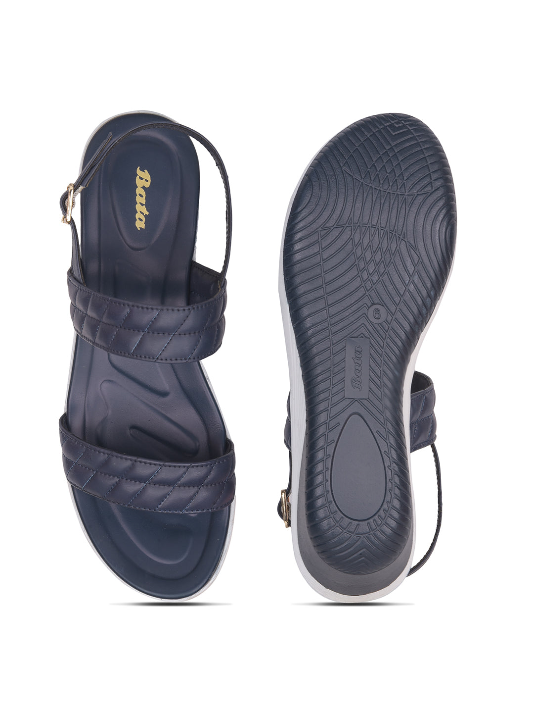 Bata Women Navy Blue BackStrap Wedge Heel Sandal - Navy Blue - View 4