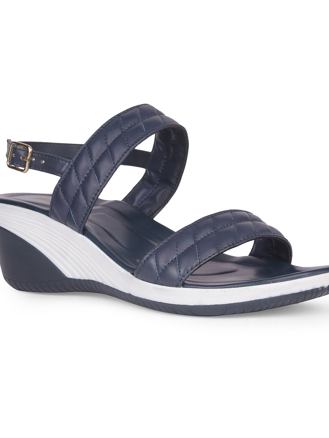 Bata Women Navy Blue BackStrap Wedge Heel Sandal - Navy Blue - View 5