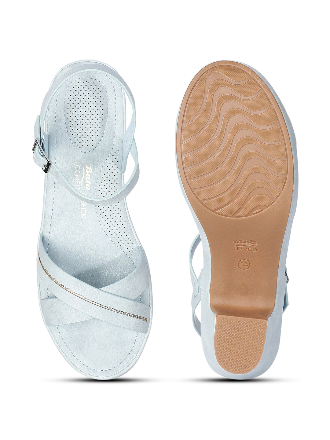 Bata Comfit Women Light Blue Ankle Strap Block Heel Sandal - Light Blue - View 4