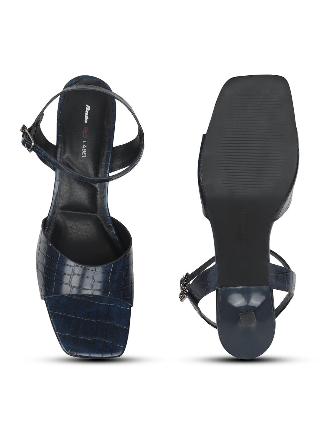 Bata Women Navy Blue Ankle Strap Kitten Heel Sandal - Navy Blue - View 4