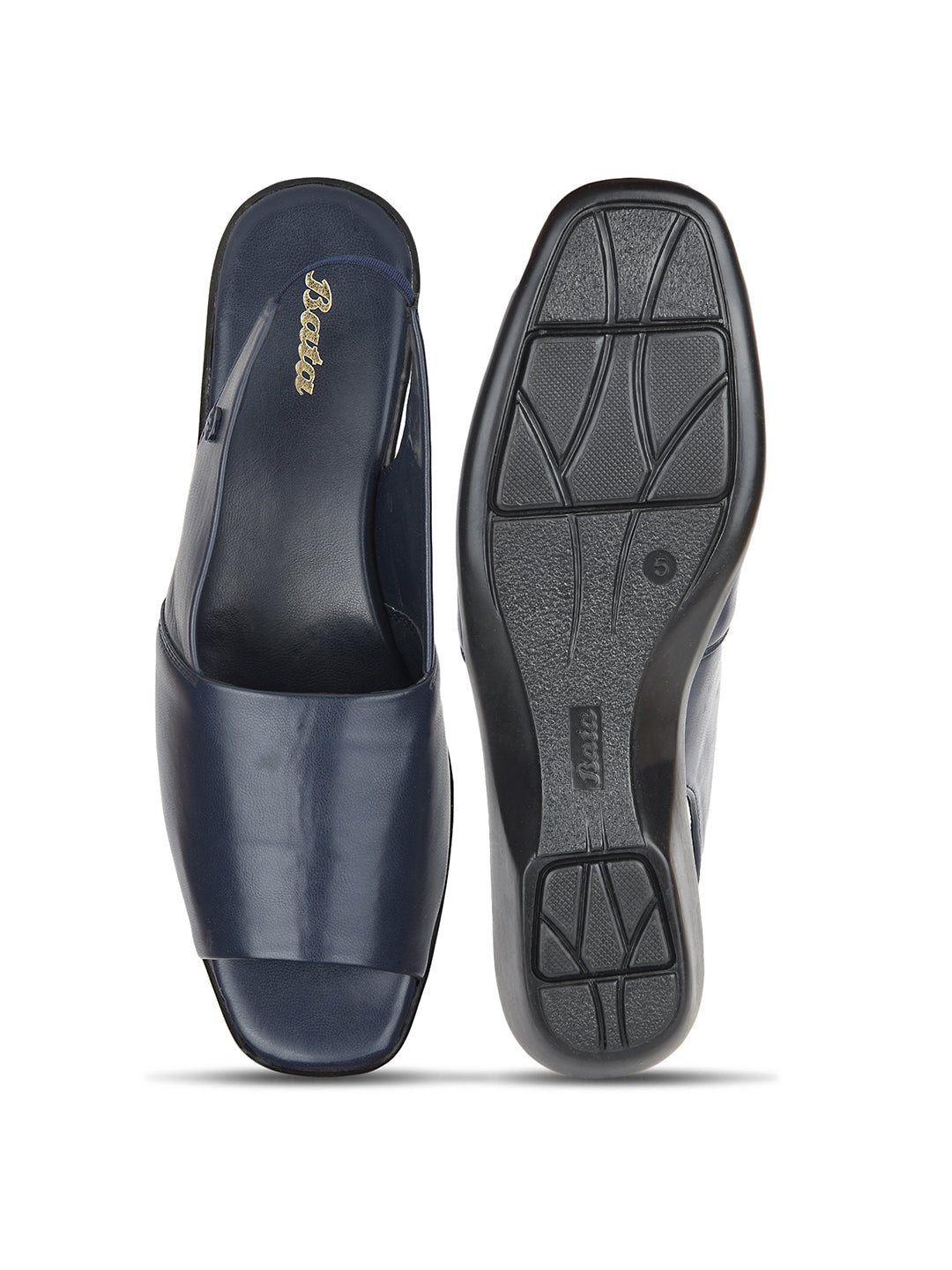 Bata Women Navy Blue BackStrap Wedge Heel Sandal - Navy Blue - View 4