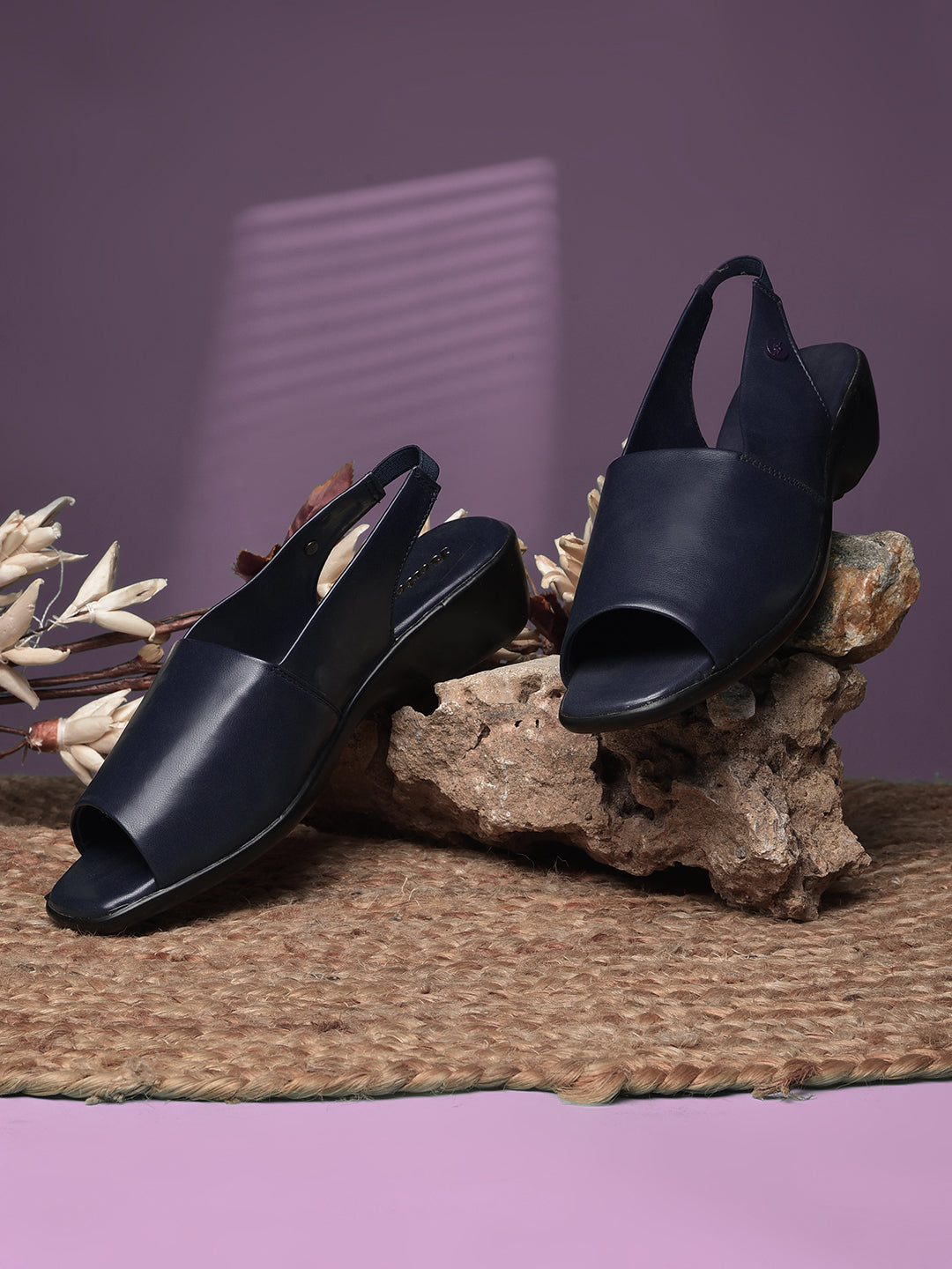 Bata Women Navy Blue BackStrap Wedge Heel Sandal - Navy Blue - View 6