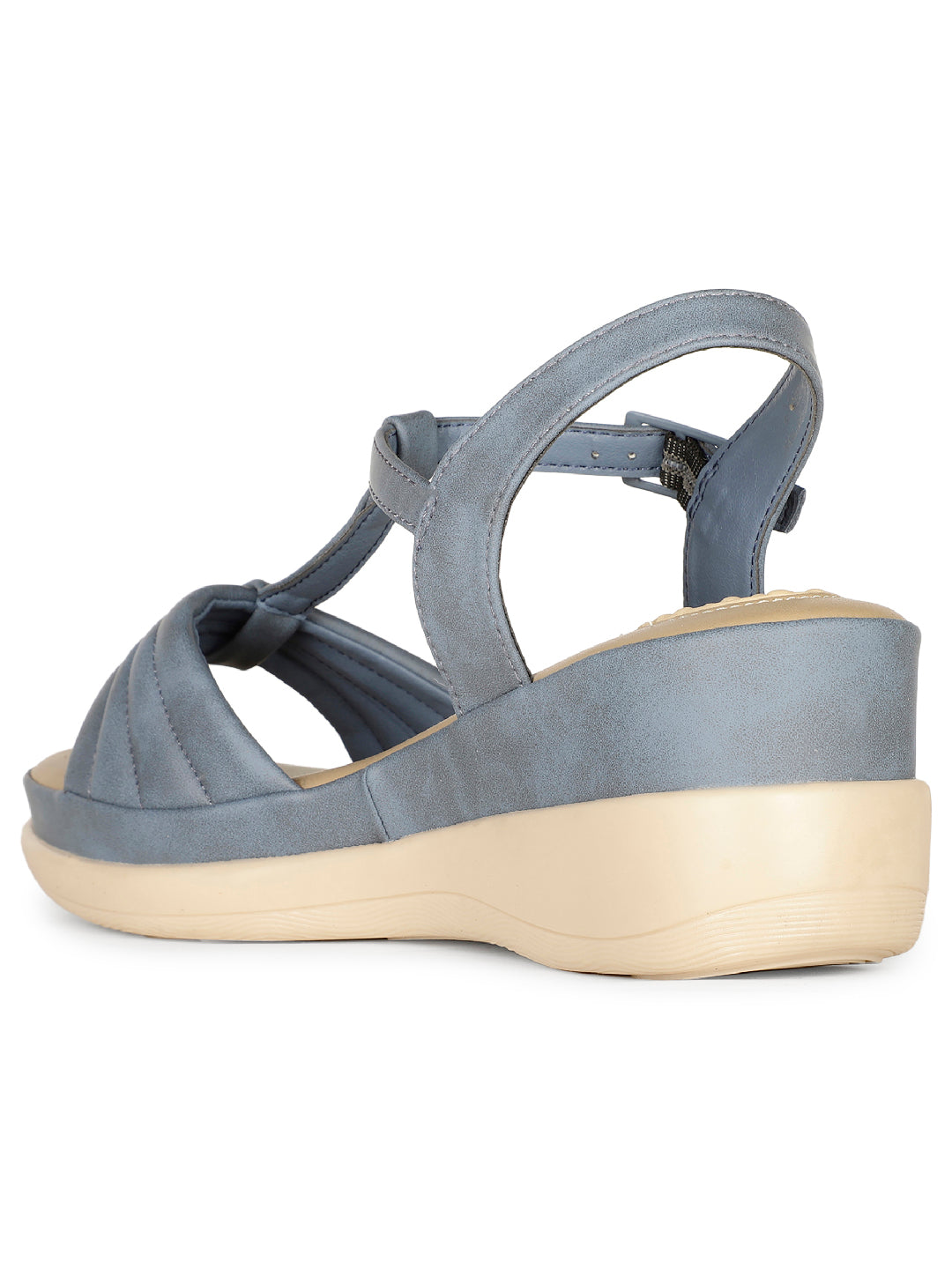 Bata Comfit Women Blue Ankle Strap Wedge Heel Sandal - Blue - View 3