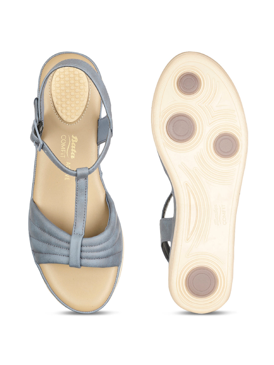 Bata Comfit Women Blue Ankle Strap Wedge Heel Sandal - Blue - View 4