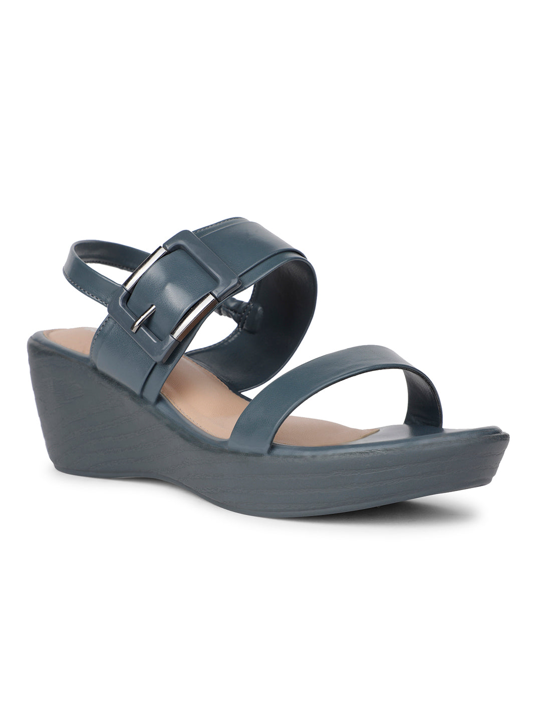 Bata Women Navy Blue BackStrap Wedge Heel Sandal - Navy Blue - View 1
