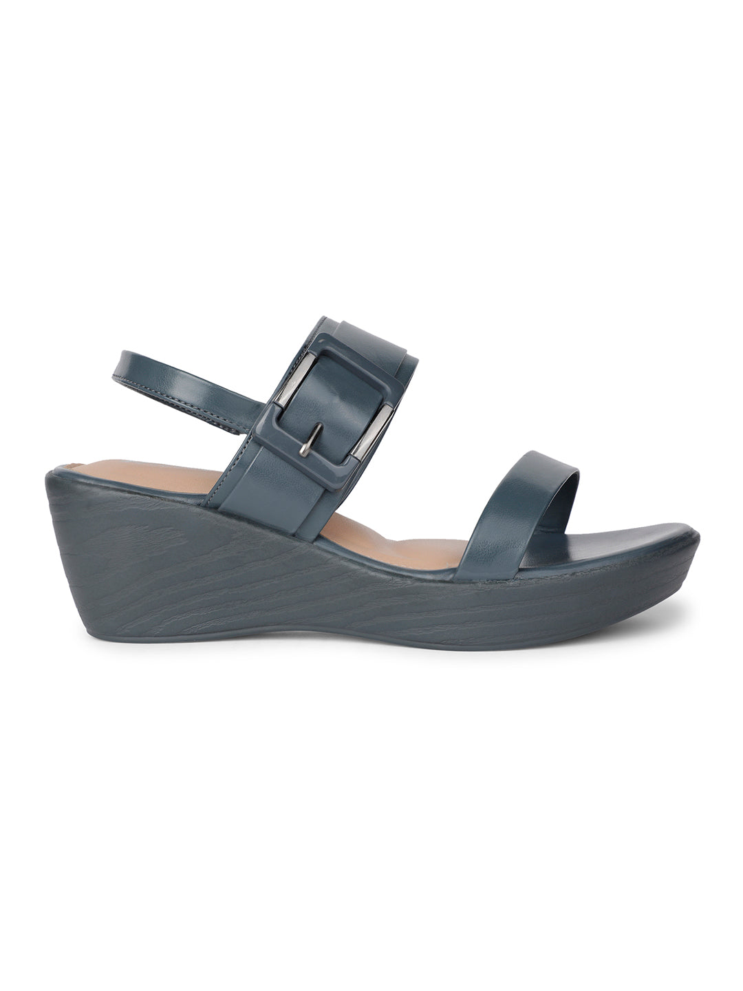 Bata Women Navy Blue BackStrap Wedge Heel Sandal - Navy Blue - View 2
