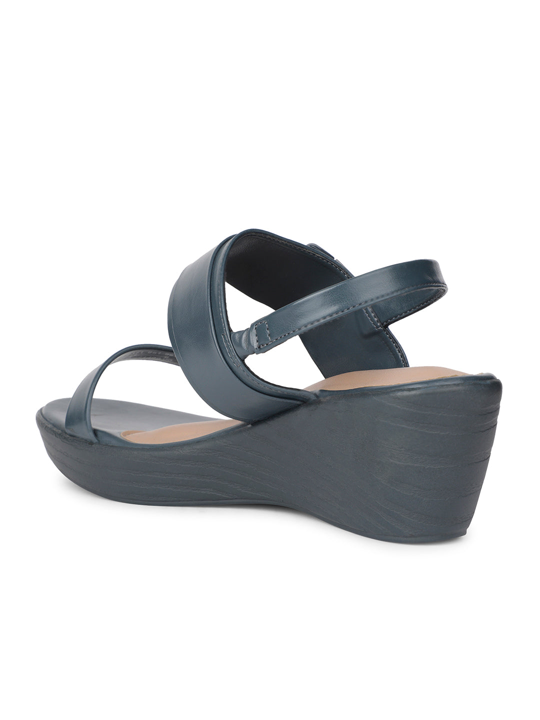 Bata Women Navy Blue BackStrap Wedge Heel Sandal - Navy Blue - View 3