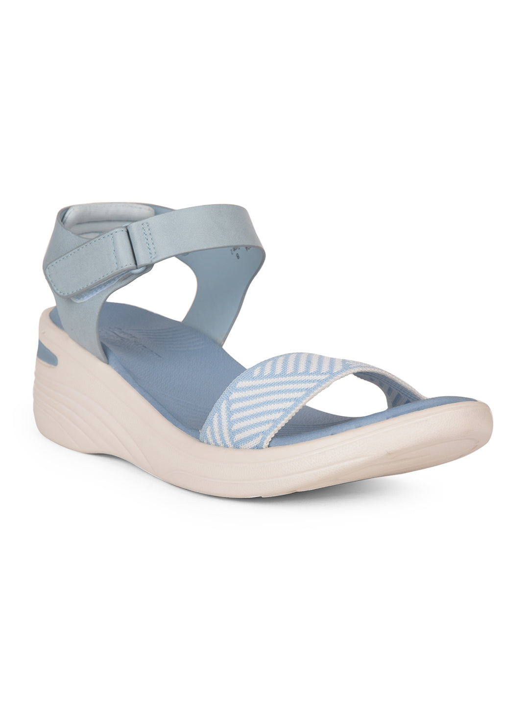 Bata Comfit Women Blue Velcro Strap Wedge Heel Sandal - Blue - View 1