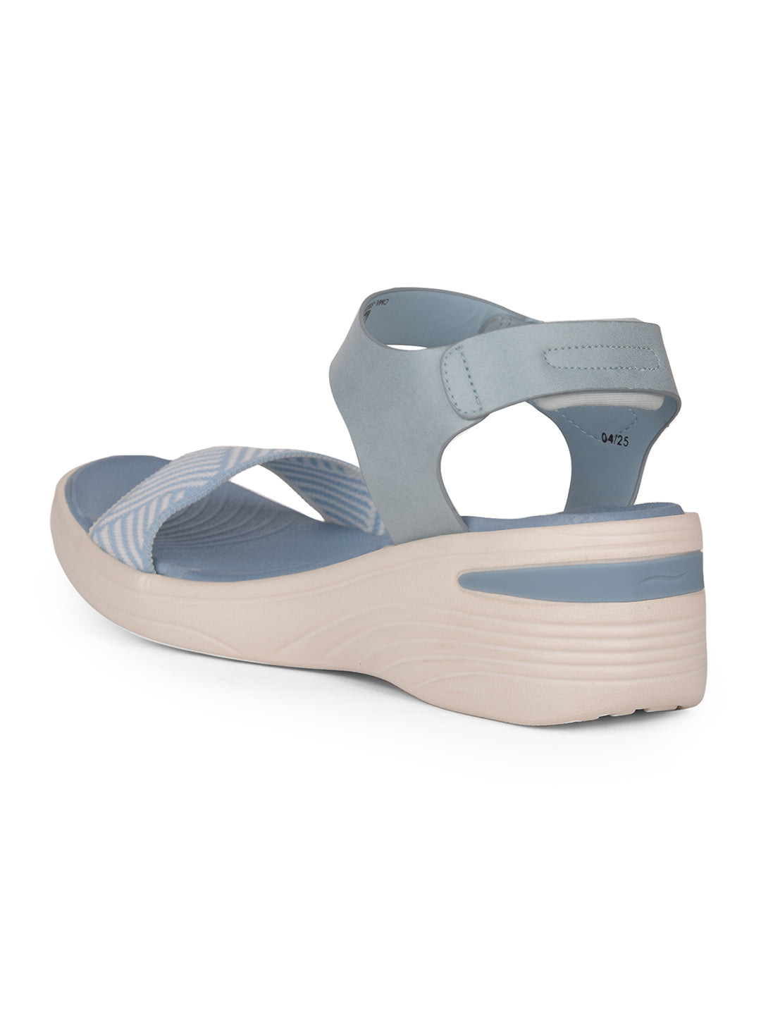 Bata Comfit Women Blue Velcro Strap Wedge Heel Sandal - Blue - View 3