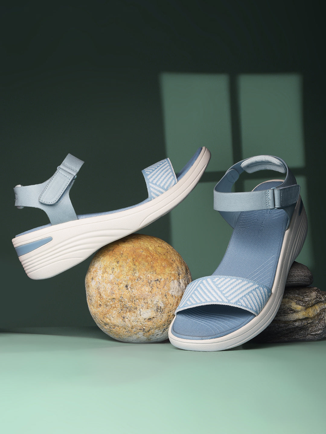 Bata Comfit Women Blue Velcro Strap Wedge Heel Sandal - Blue - View 6