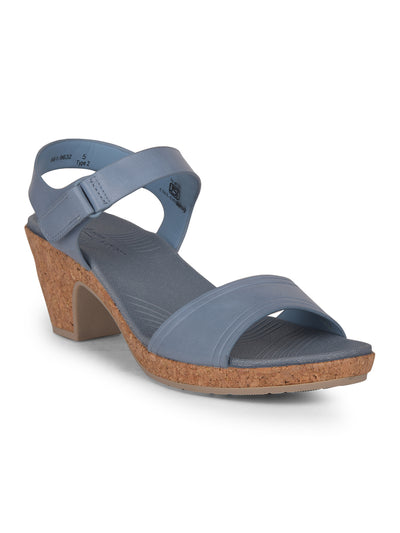Bata Comfit Women Light Blue Velcro Strap Block Heel Sandal - Light Blue - View 1