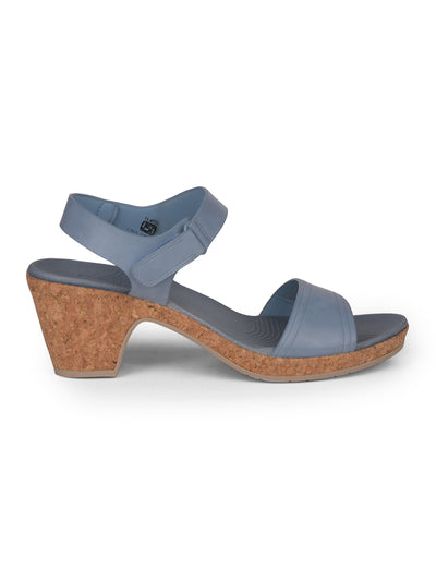 Bata Comfit Women Light Blue Velcro Strap Block Heel Sandal - Light Blue - View 2