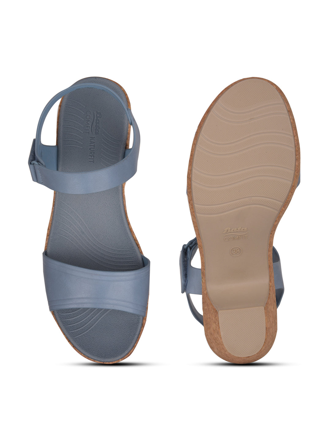 Bata Comfit Women Light Blue Velcro Strap Block Heel Sandal - Light Blue - View 4