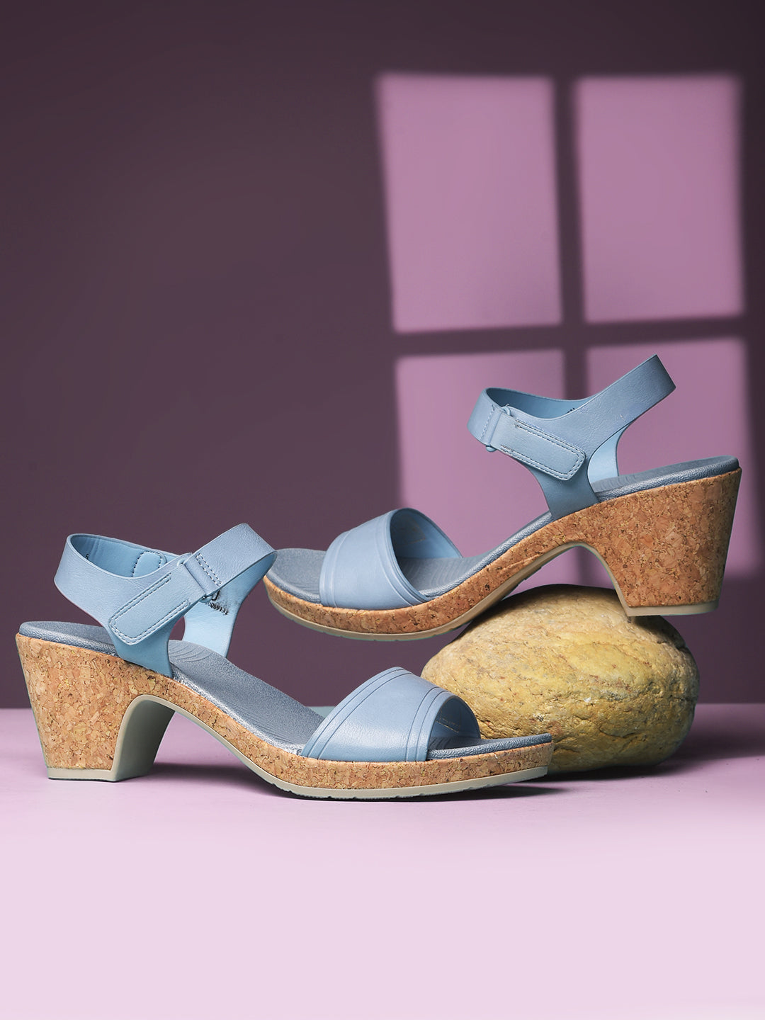 Bata Comfit Women Light Blue Velcro Strap Block Heel Sandal - Light Blue - View 6
