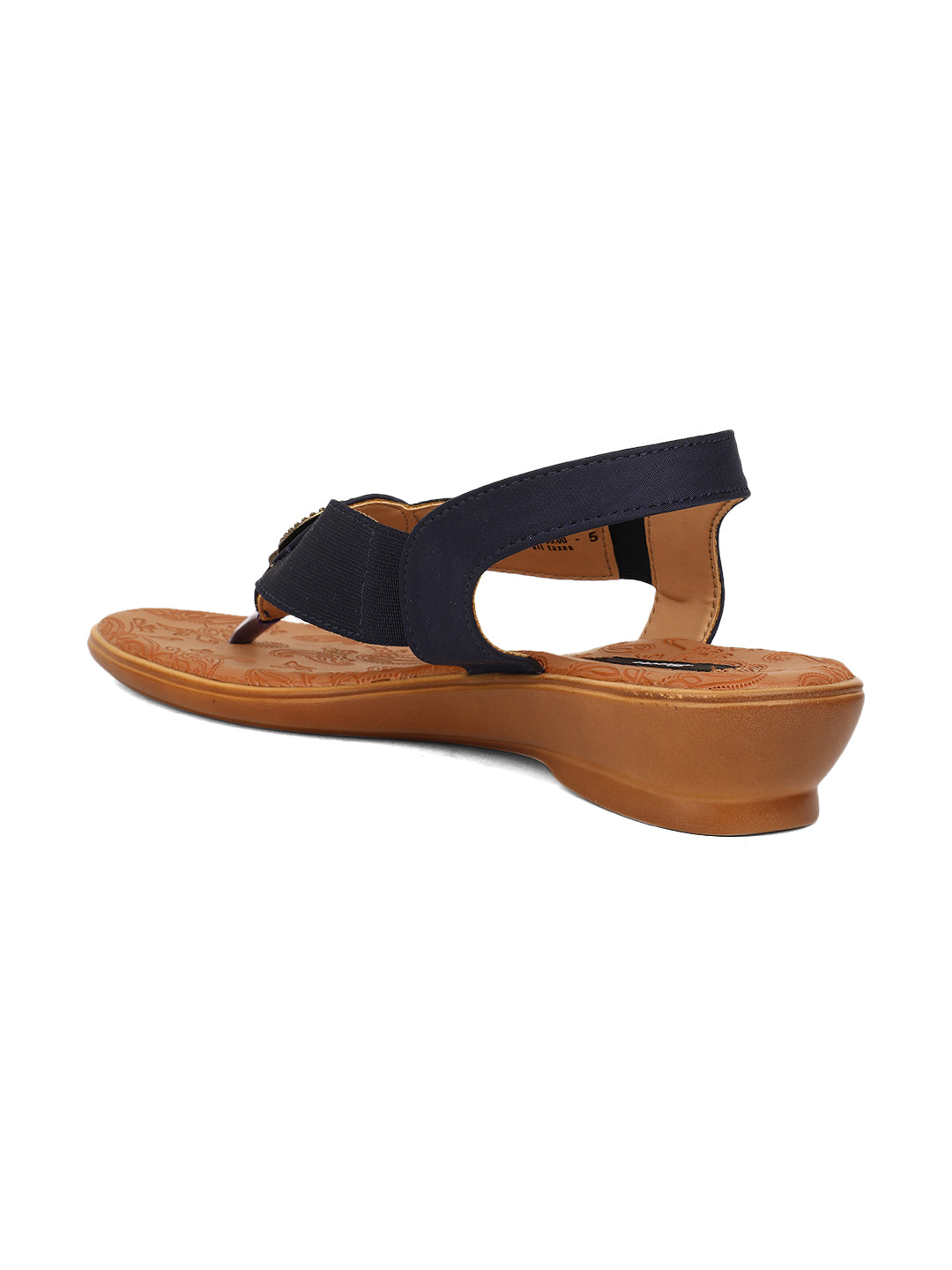 Bata Women Navy Blue BackStrap Wedge Heel Sandal - Navy Blue - View 2