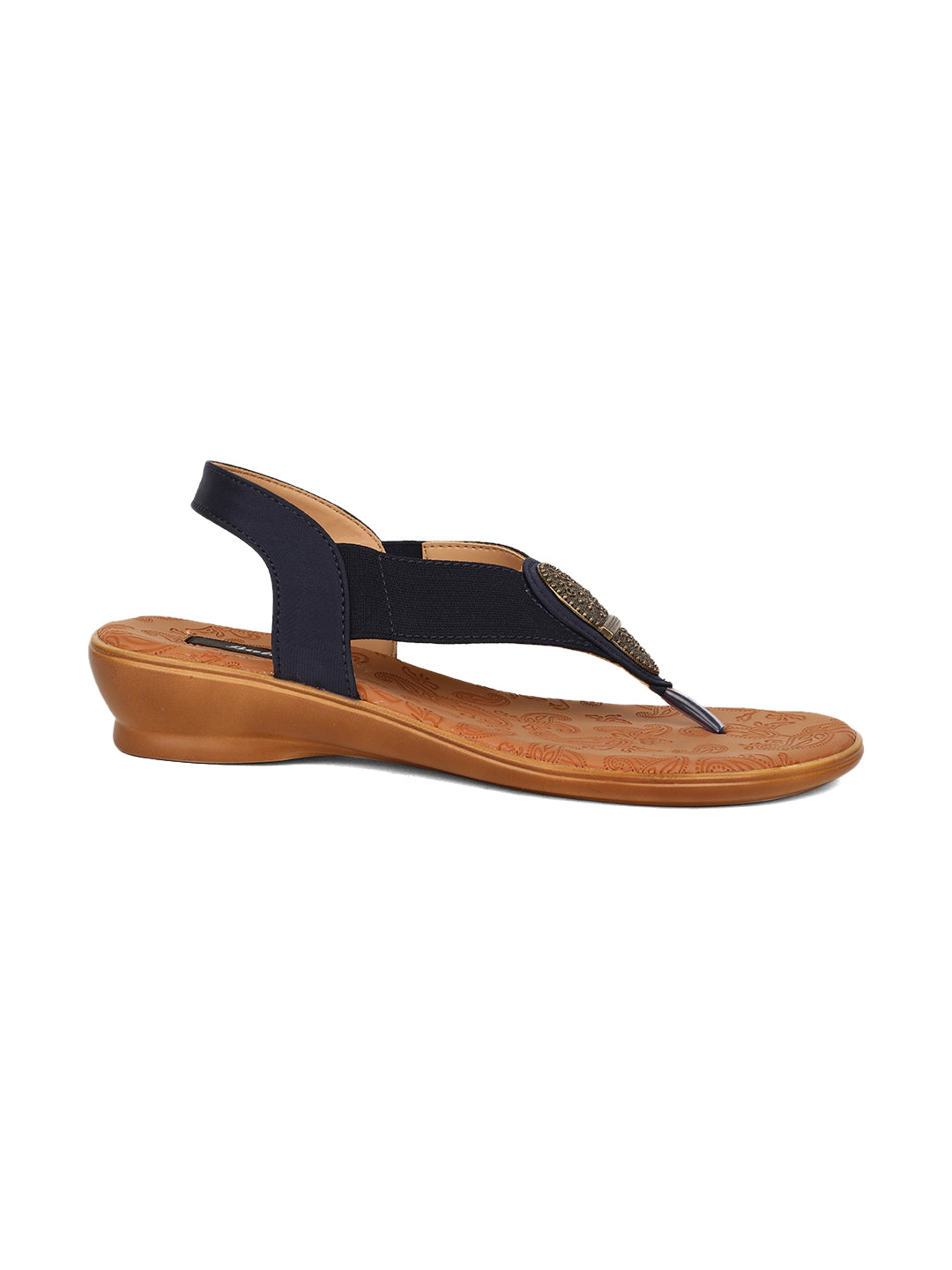 Bata Women Navy Blue BackStrap Wedge Heel Sandal - Navy Blue - View 3