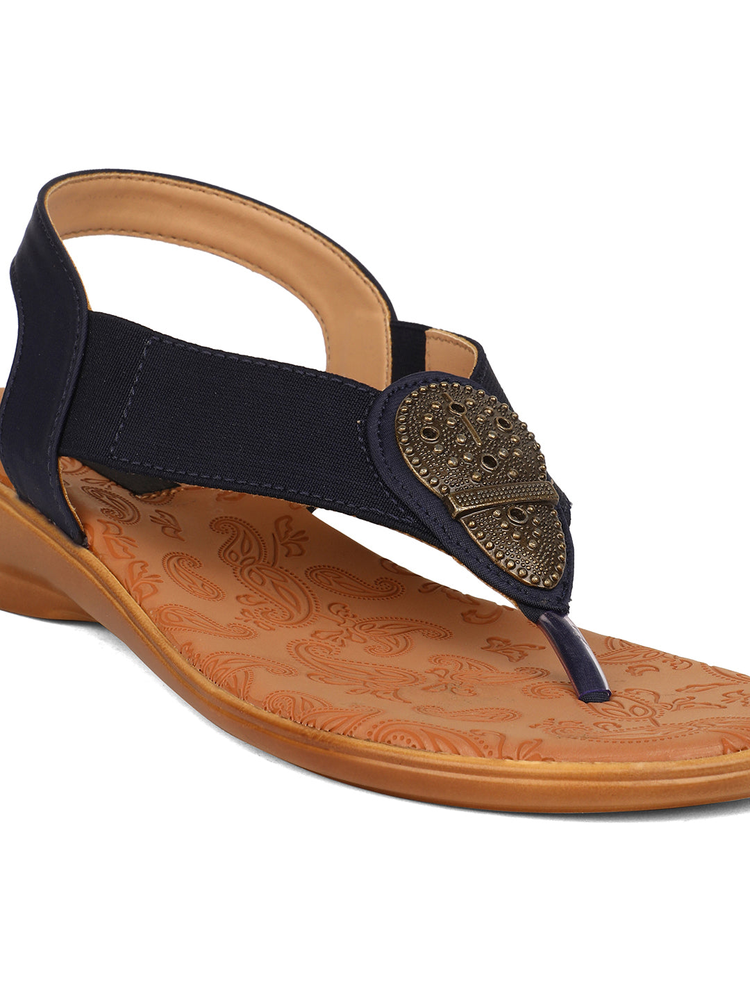 Bata Women Navy Blue BackStrap Wedge Heel Sandal - Navy Blue - View 5