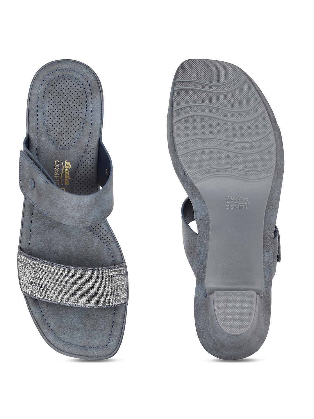 Bata Comfit Women Navy Blue Mule Block Heel Sandal - Navy Blue - View 4