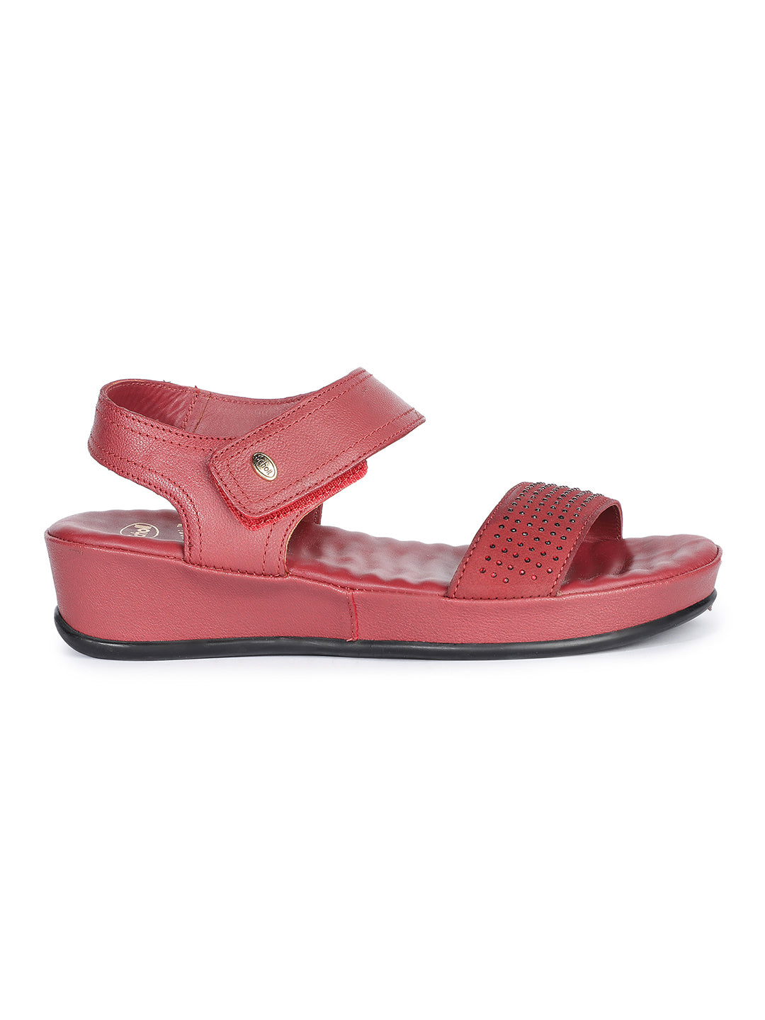Scholl Women Maroon Velcro Strap Wedge Heel Sandal - Maroon - View 2