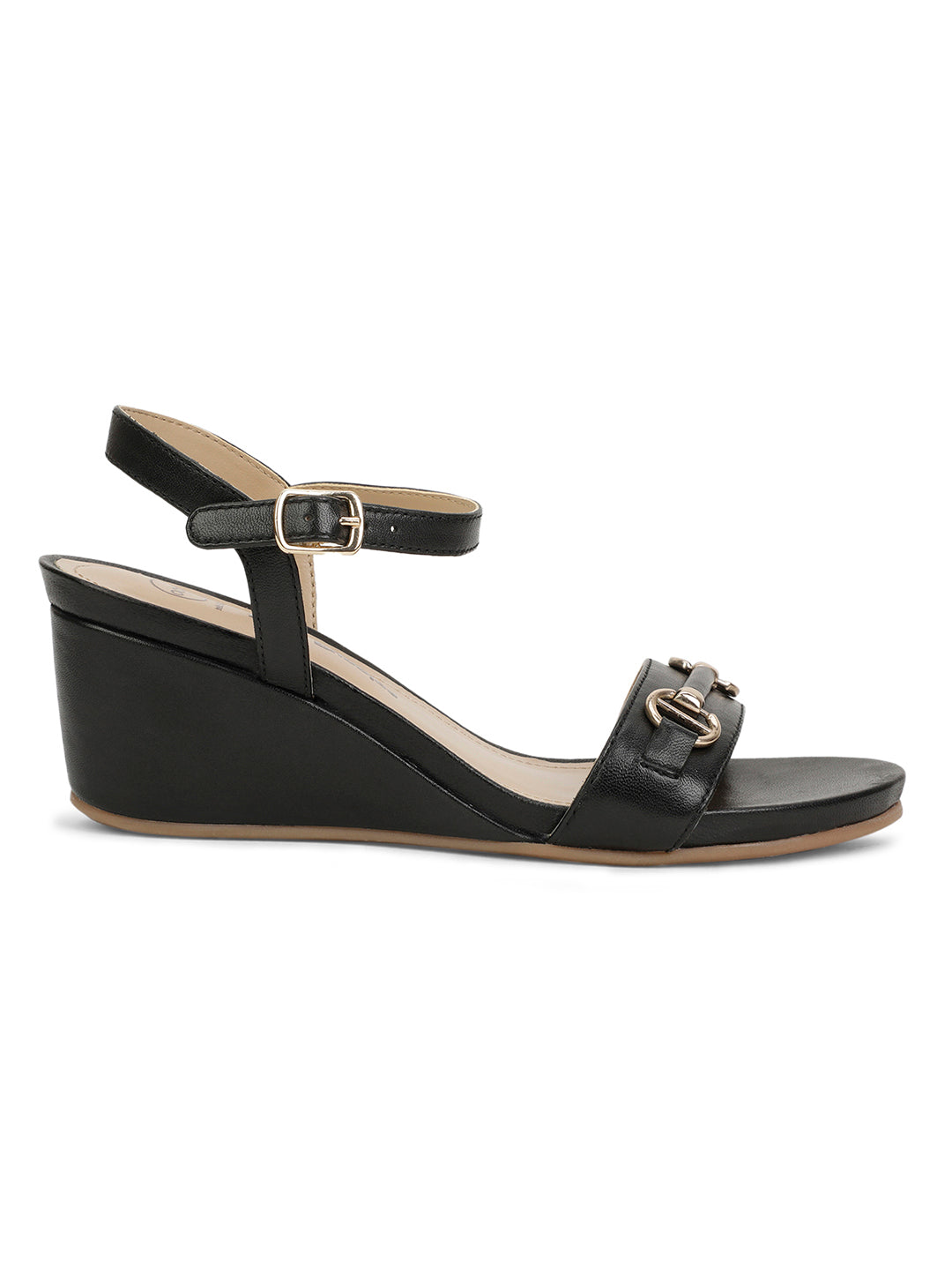 Hush Puppies Women Black Ankle Strap Wedge Heel Sandal - Black - View 2