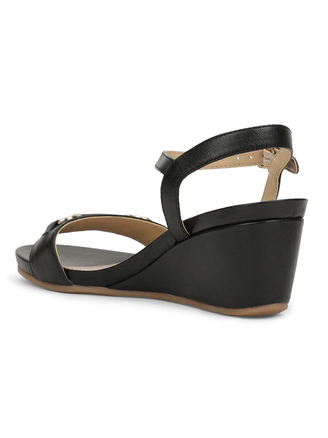 Hush Puppies Women Black Ankle Strap Wedge Heel Sandal - Black - View 3