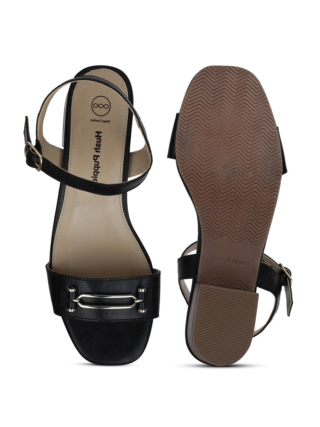 Hush Puppies Women Black BackStrap Block Heel Sandal - Black - View 4