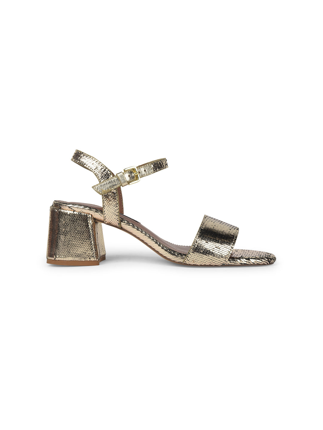 Nine West Women Ankle-Strap Block Heel Sandal - Gold - View 2