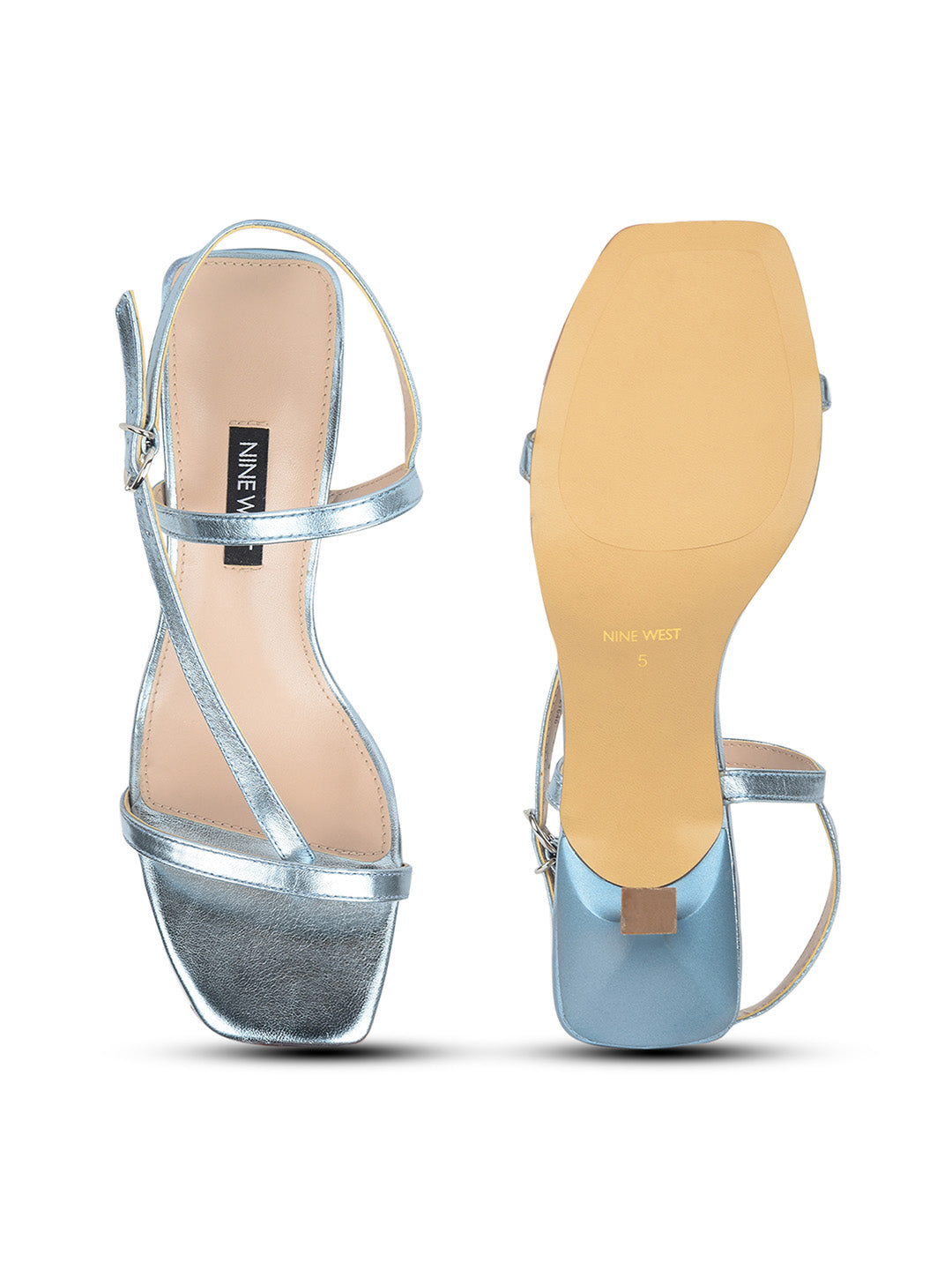 Nine West Women Ankle-Strap Kitten Heel Sandal - Light Blue - View 4