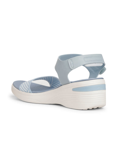 Bata Comfit Women Light Blue Velcro Strap Wedge Heel Sandal - Light Blue - View 3