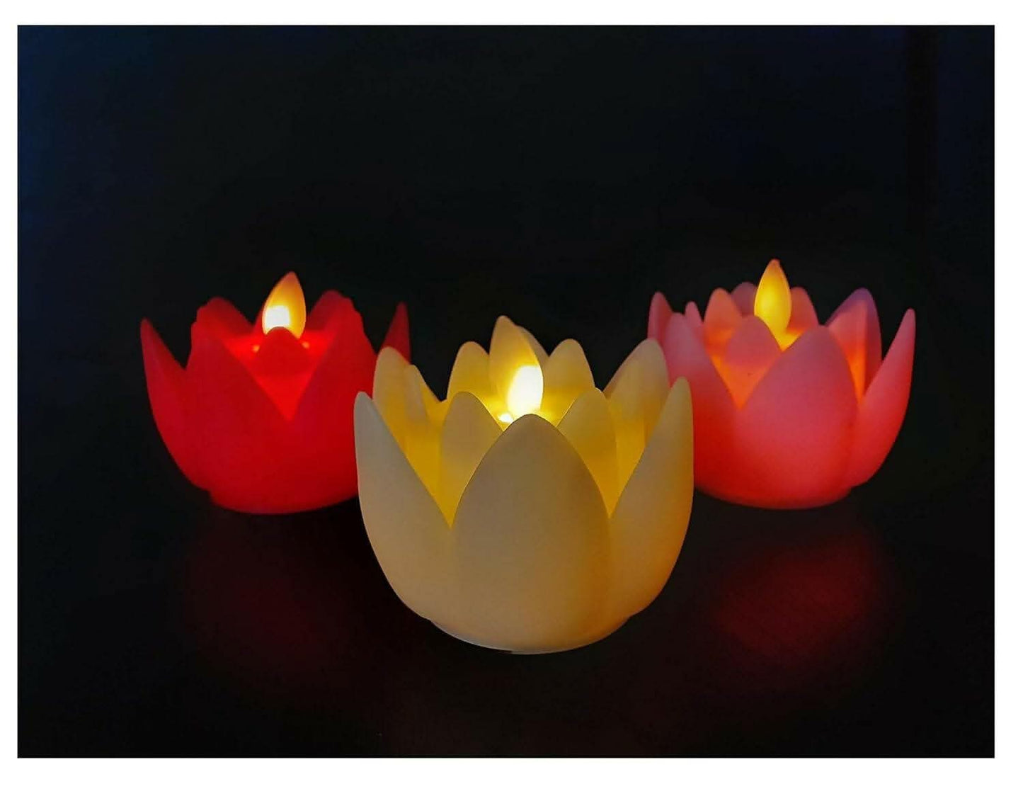 Lotus Flower Shape Light LED Candles Diya for Home Decoration (Red) - HalfPe