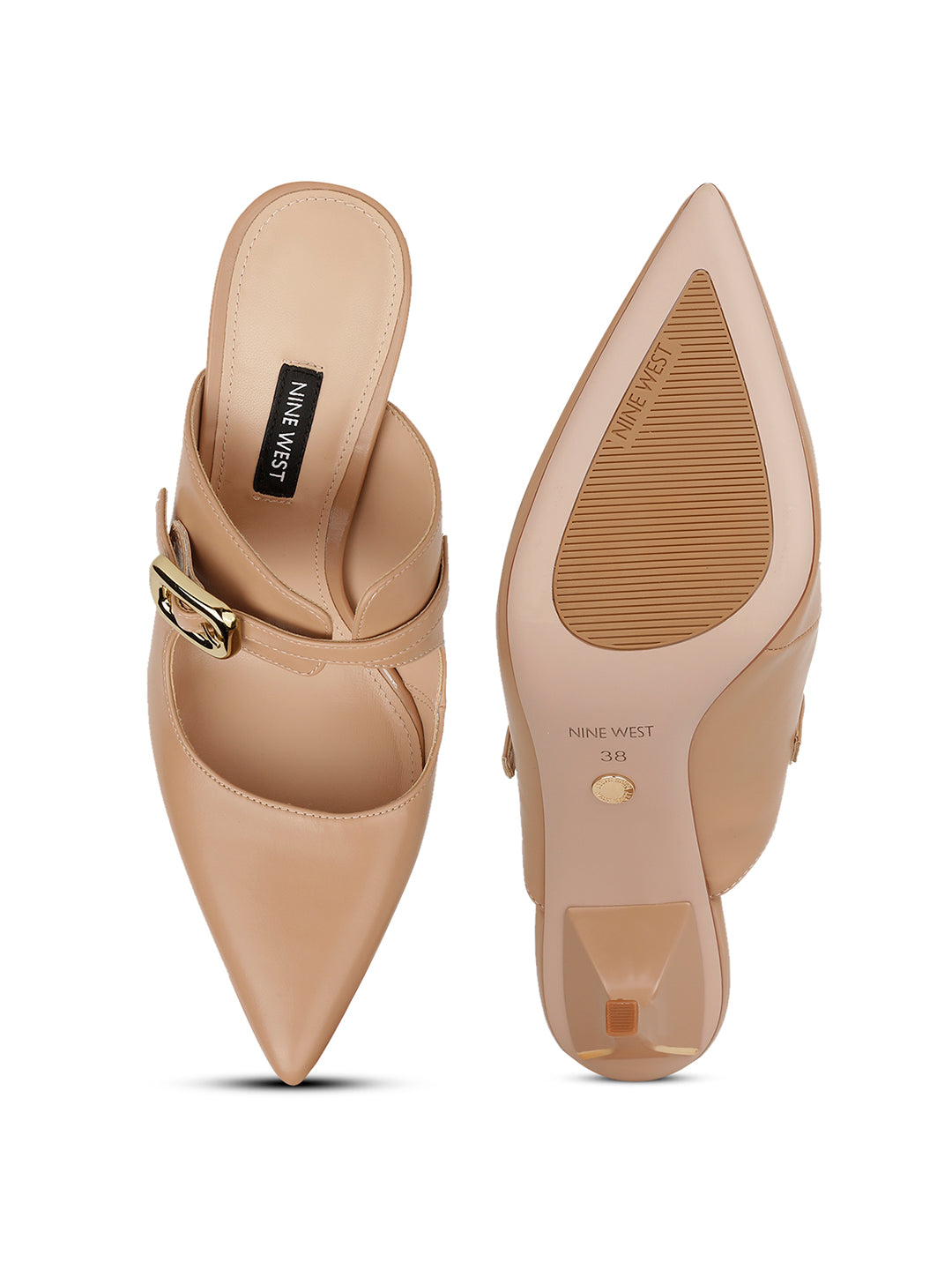 Nine West Women Pointed-Toe Stiletto Heel Mule Sandal - Nude - View 4