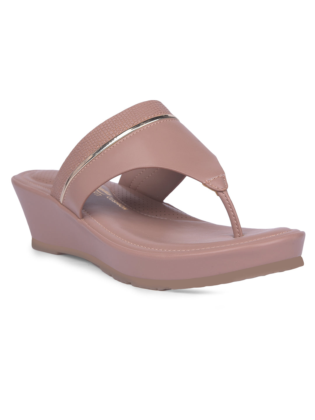 Bata Comfit Women Nude Wedge Heel Thong Sandal - Nude - View 1