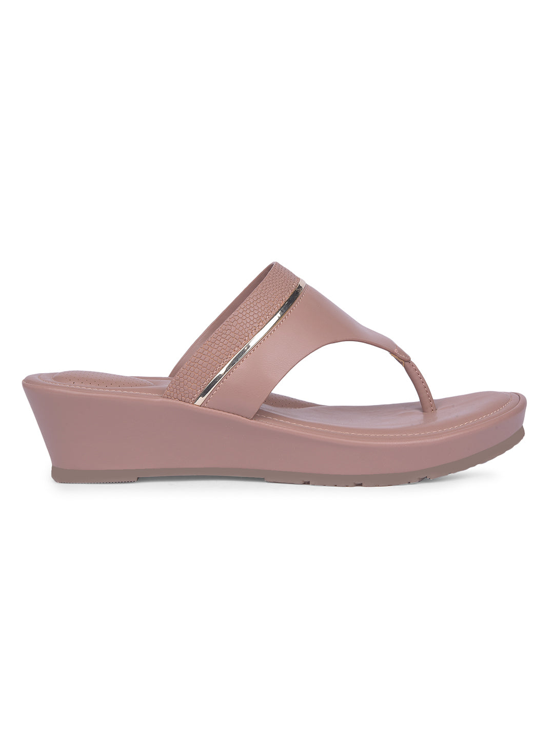 Bata Comfit Women Nude Wedge Heel Thong Sandal - Nude - View 2