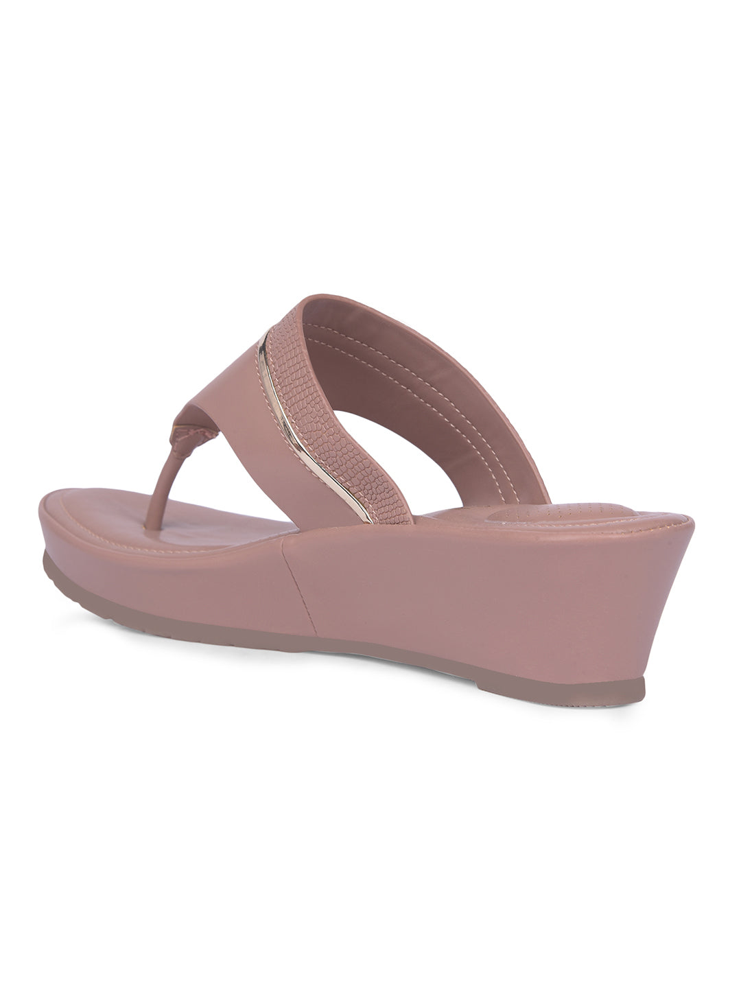 Bata Comfit Women Nude Wedge Heel Thong Sandal - Nude - View 3