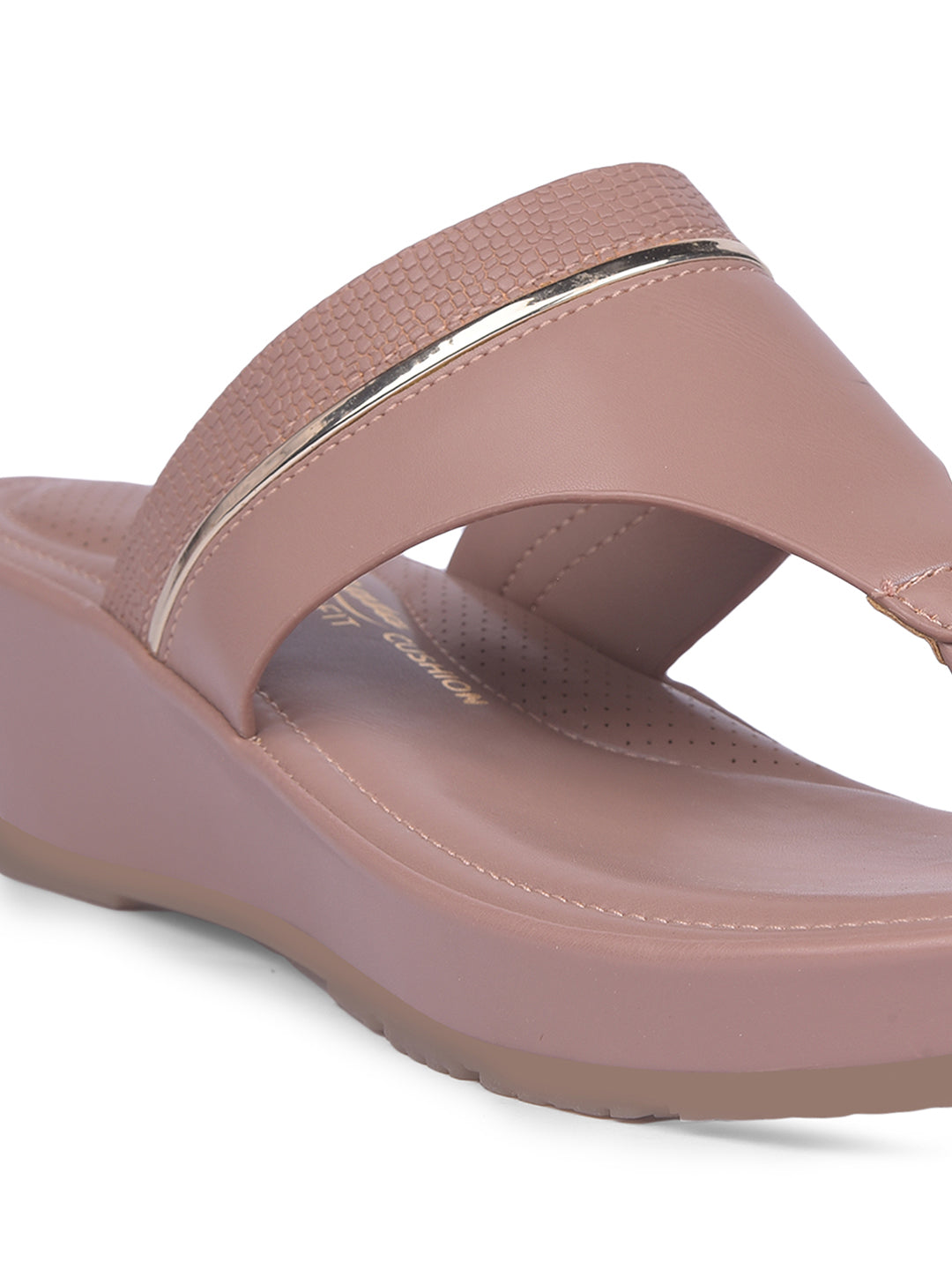 Bata Comfit Women Nude Wedge Heel Thong Sandal - Nude - View 5