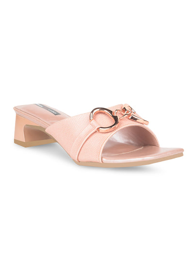 Bata Women Nude Block Heel Mule Sandal - Nude - View 1