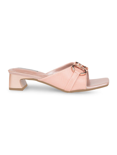 Bata Women Nude Block Heel Mule Sandal - Nude - View 2