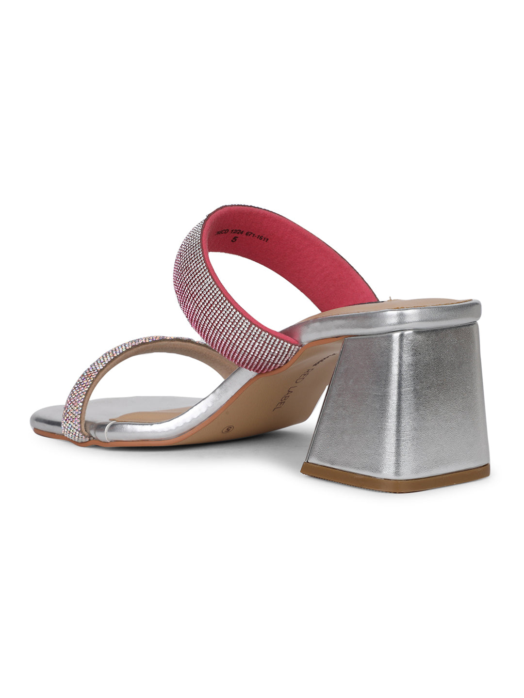 Bata Women Silver Block Heel Mule Sandal - Silver - View 3