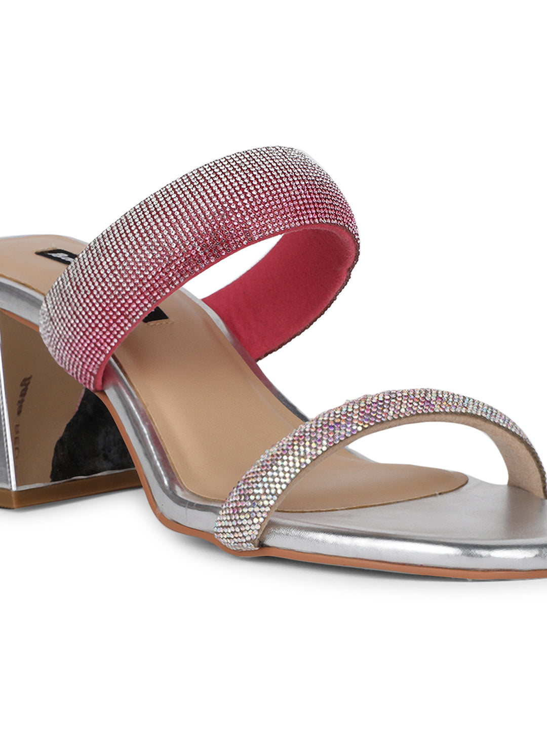 Bata Women Silver Block Heel Mule Sandal - Silver - View 5