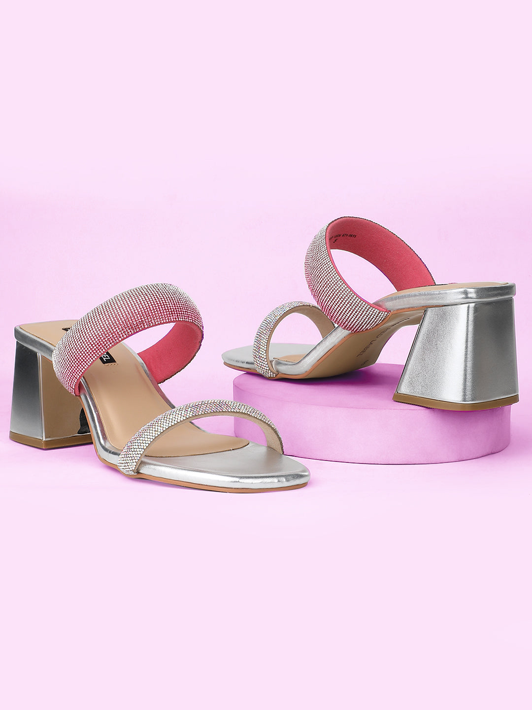 Bata Women Silver Block Heel Mule Sandal - Silver - View 6